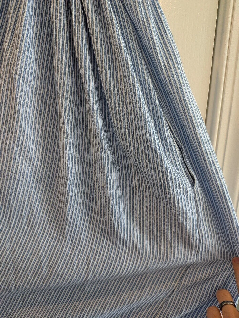 J. Crew Airy Gauze Empire-Waist Midi Dress Stripe Blue White Cotton Size 3X NWT